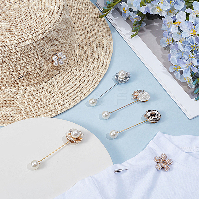 6Pcs 6 Styles Alloy Brooch Pins JEWB-PH0001-63-1