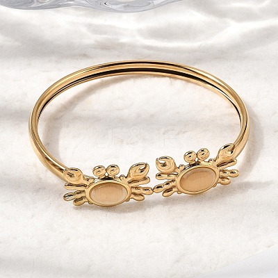 304 Stainless Steel Cat Eye Cuff Bangles BJEW-L719-02B-G-1