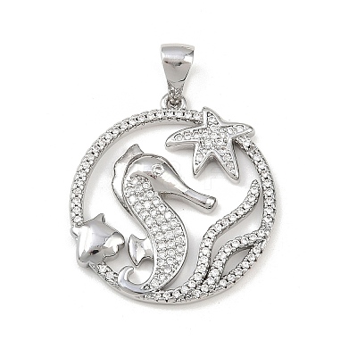 Ocean Brass Micro Pave Cubic Zirconia Pendants LS-KK-K411-04B-P-1