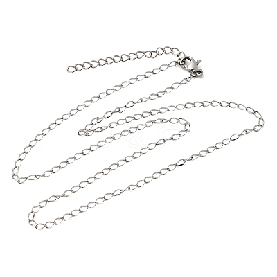 2MM Women's 304 Stainless Steel Twisted Chain Necklaces NJEW-A067-02P-1