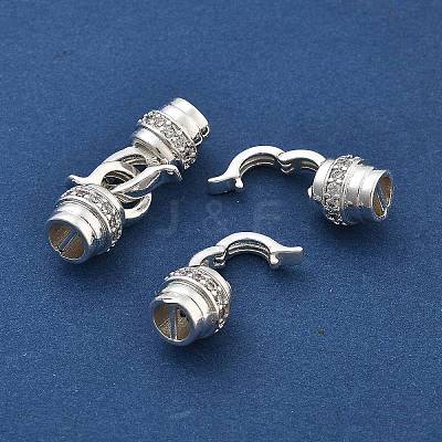 Brass Micro Pave Clear Cubic Zirconia Fold Over Clasps KK-B125-14S-1