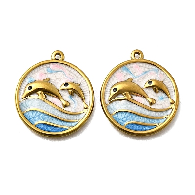 304 Stainless Steel Enamel Pendants STAS-Z163-21G-03-1