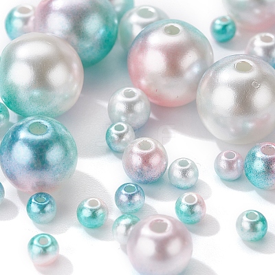 497Pcs 5 Style Rainbow ABS Plastic Imitation Pearl Beads OACR-YW0001-09B-1