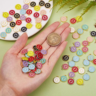 120Pcs 12 Colors Golden Plated Alloy Charms ENAM-SZ0001-64O-1