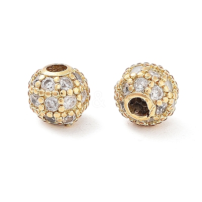 Round Brass Micro Pave Cubic Zirconia Beads ZIRC-N016-01G-4MM-1