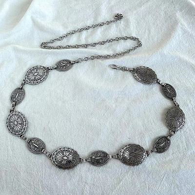 Tibetan Style Zinc Alloy & Iron Oval Link Chain Waist Belly Chains WGB4B33-01-1