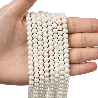 Eco-Friendly Dyed Glass Pearl Beads Strands HY-A008-6mm-RB002-1