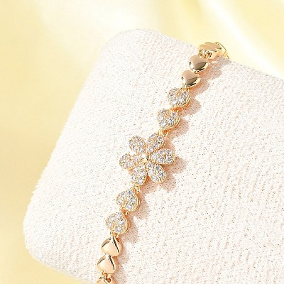 Brass Micro Pave Cubic Zirconia Link Chain Bracelets KK-R217-48G-1