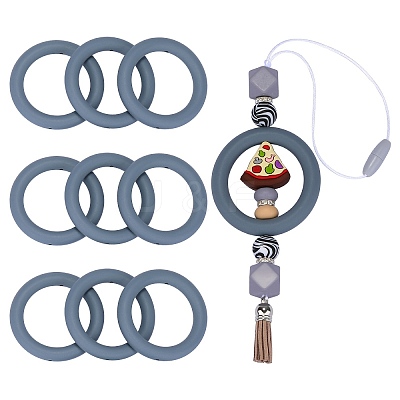 9Pcs Ring Food Grade Eco-Friendly Silicone Focal Beads JX895E-1