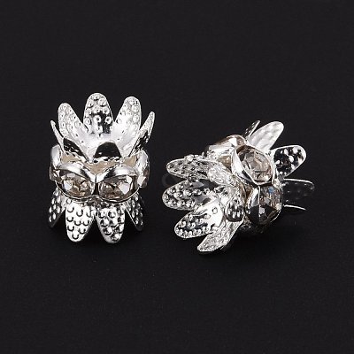 Brass Rhinestone Bead Caps RB-H042-14-1