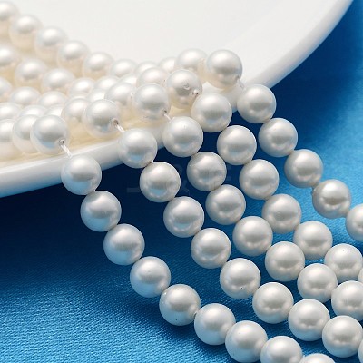 Polished Shell Pearl Round Beads Strands SP6MM701-1