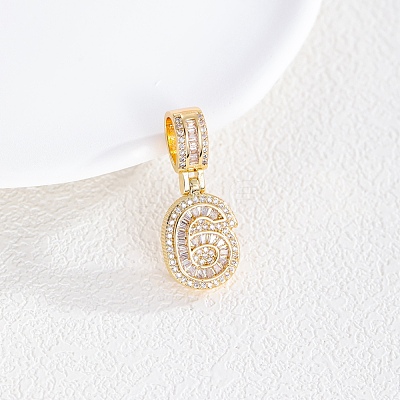 Brass Clear Cubic Zirconia European Dangle Charms LS-KK-R003-01G-06-1