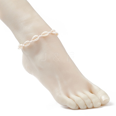 Natural Cowrie Shell Braided Beaded Anklets AJEW-AN00516-01-1