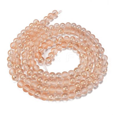 Frosted Transparent Glass Bead Strands GLAA-P065-6mm-05-1