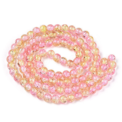 1Strand Two Tone Transparent Crackle Glass Round Beads Strands X-CCG-Q002-8mm-03-1