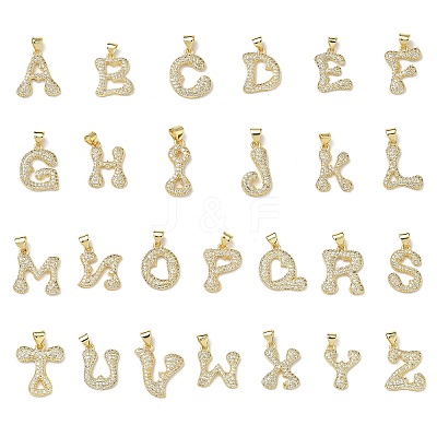 Brass Micro Pave Cubic Zirconia Pendants KK-L243-32G-1