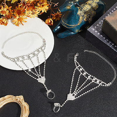2Pcs Crystal Rhinestone Tennis Ring Bracelet BJEW-CN0001-17A-1