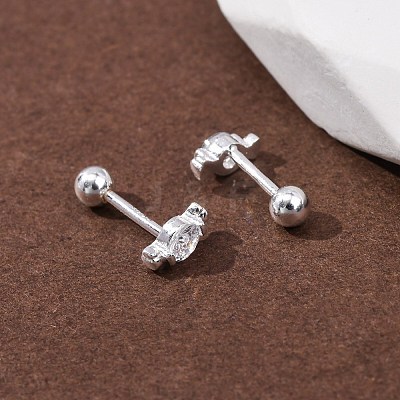 Candy 925 Sterling Silver Micro Pave Clear Cubic Zirconia Stud Earrings EJEW-K317-14G-1