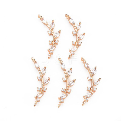 Rack Plating Brass Micro Pave Clear Cubic Zirconia Links Connectors KK-T060-53-RS-1