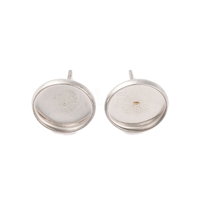 Tarnish Resistant 304 Stainless Steel Flat Round Stud Earring Settings STAS-I017-01-1