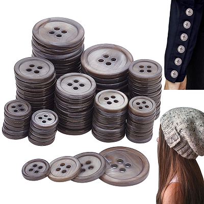 120Pcs 4 Style 4-Hole Natural Shell Buttons FIND-GA0003-28A-1