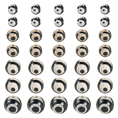 36Pcs 4 Styles Tibetan Style dZi 3-Eye Beads G-TA0002-68-1