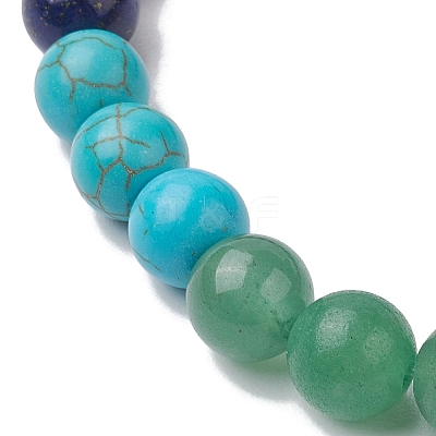 Chakra 8mm Round Natural Golden Sheen Obsidian & Amethyst & Lapis Lazuli & Tiger Eye & Green Aventurine & Carnelian & Red Aventurine BJEW-JB10624-02-1