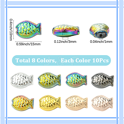 80Pcs 8 Colors Electroplate Glass Beads EGLA-SC0001-54B-1