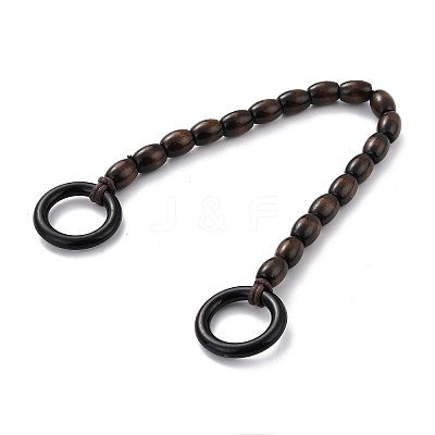 Barrel Shape Wood Beaded Bracelet with Double Rings BJEW-XCP0001-06-1