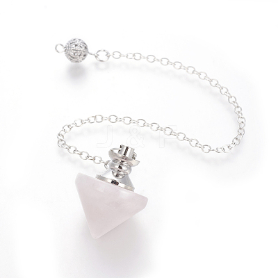 Natural Rose Quartz Cone Dowsing Pendulums G-G771-D03-1