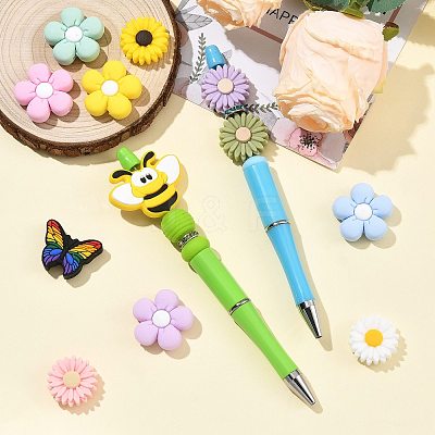 12Pcs 12 Styles Silicone Beads SIL-FS0001-34B-1