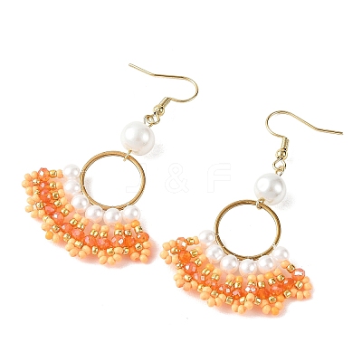 Glass Braided Beads Dangle Earrings EJEW-MZ00747-02-1