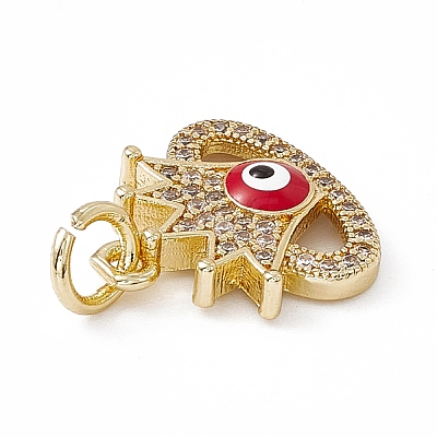Rack Plating Brass Enamel Cubic Zirconia Charms KK-M236-02G-1