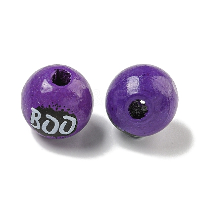 Printed Wood European Beads WOOD-G022-05B-1