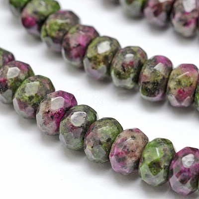 Faceted Natural Ruby in Zoisite Rondelle Beads Strands X-G-K090-04-1