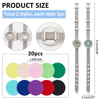 2Pcs 2 Styles Stainless Steel Watch Band Bracelets BJEW-HS0001-15B-1