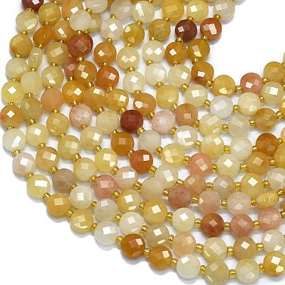 Natural Golden Silk Jade Beads Strands G-K389-B15-01-1