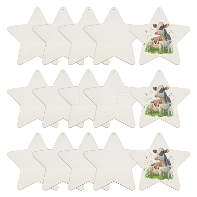 15Pcs Unfinished Wood Pendant Decorations WOOD-DC0001-25A-1