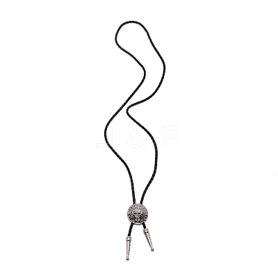 Flat Round with Egypt Pharaoh Laria Necklace for Men Women NJEW-WH0011-06AS-1