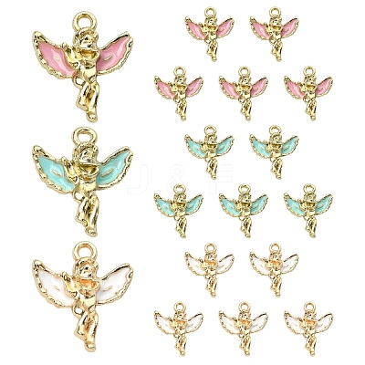 15Pcs 3 Colors Alloy Enamel Pendants ENAM-YW0004-78A-1