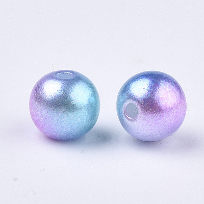 Rainbow ABS Plastic Imitation Pearl Beads X-OACR-Q174-6mm-02-1