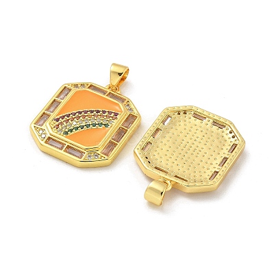 Brass Enamel Pendants KK-U044-13G-1