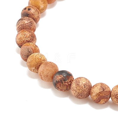 Round Natural Agate Stretch Beaded Bracelets BJEW-JB08196-01-1
