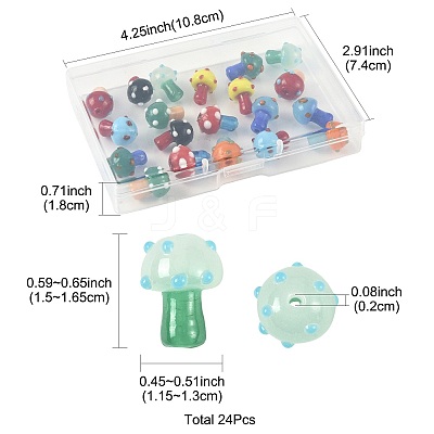 24Pcs 10 Colors Handmade Lampwork Beads Strands LAMP-FS0001-71-1