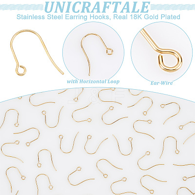 200Pcs 304 Stainless Steel Earring Hooks STAS-UN0058-59G-1