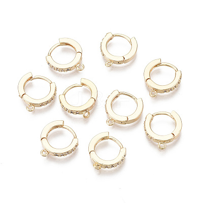 Brass Micro Pave Cubic Zirconia Huggie Hoop Earring Findings X-KK-T063-012-NF-1