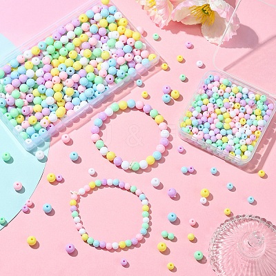 36Pcs 6 Colors Opaque Acrylic Beads MACR-YW0003-24A-1