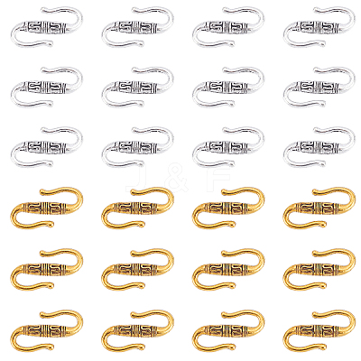 100Pcs 2 Colors Tibetan Style Alloy S-Hook Clasps TIBE-PH0001-40-1