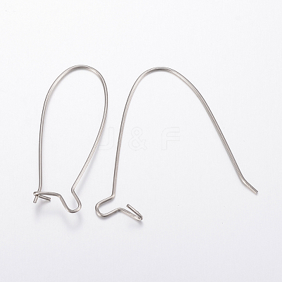 Tarnish Resistant 304 Stainless Steel Hoop Earrings Findings Kidney Ear Wires STAS-H434-46P-1