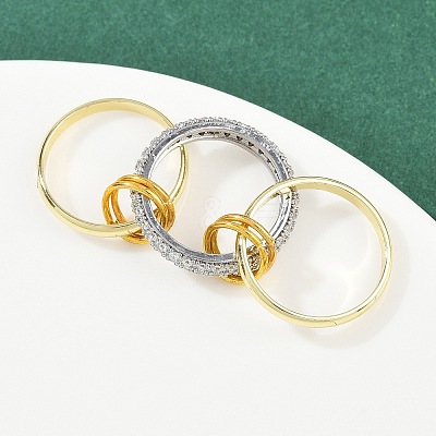 Brass Micro Pave Cubic Zirconia Finger Rings RJEW-D325-01PG-05-1